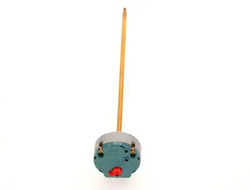 Thermostat mit länglichem Sensorkopf und runden Anschlussklemmen, präsentiert in einer neutralen Farbgebung, hergestellt von Bosch.